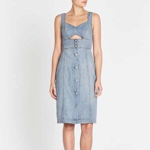 La Vie Rebecca Taylor Drapey Cut Out Denim Dress